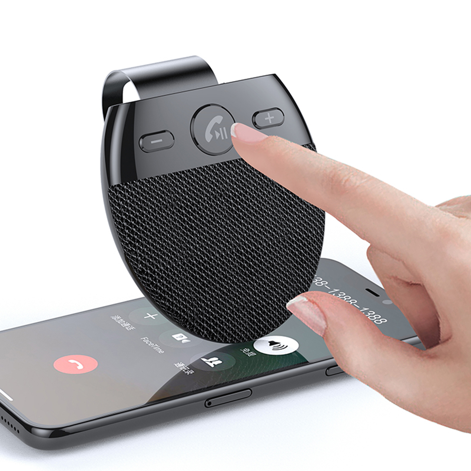 Bluetooth Car Speaker Receiver on Sun Visor Music Player Clear and Loud Sound Noise Reduction for Handsfree Calling