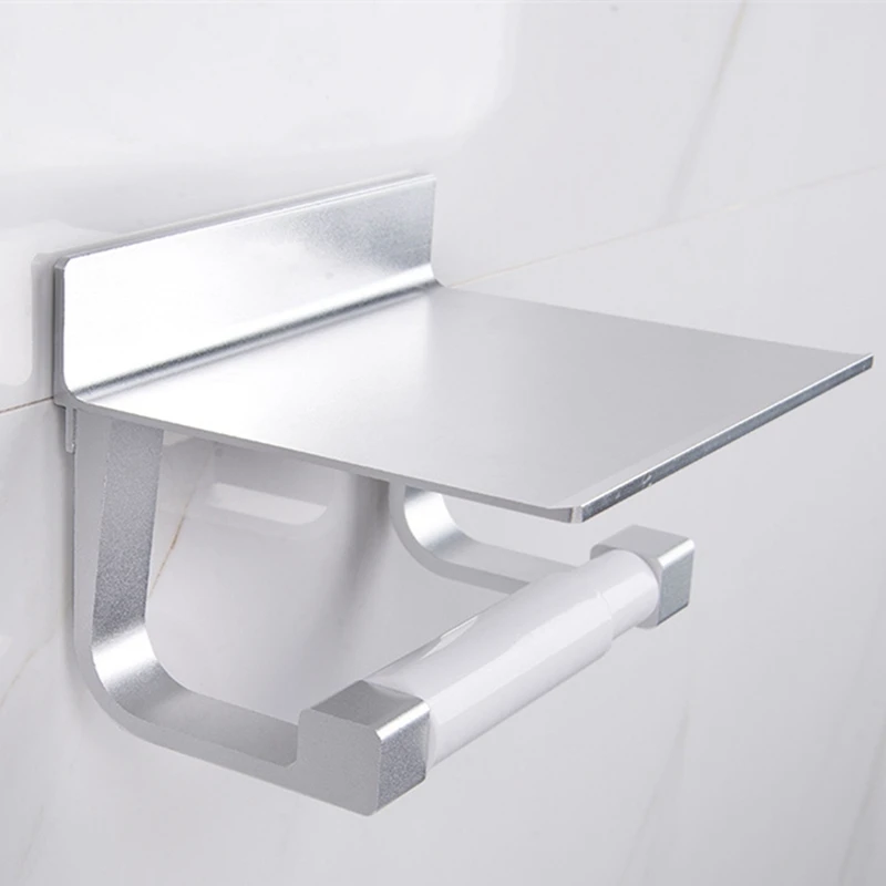 Toilet Paper Holders Space Aluminum Multi Function Storage Hooks Bathroom E8R2 