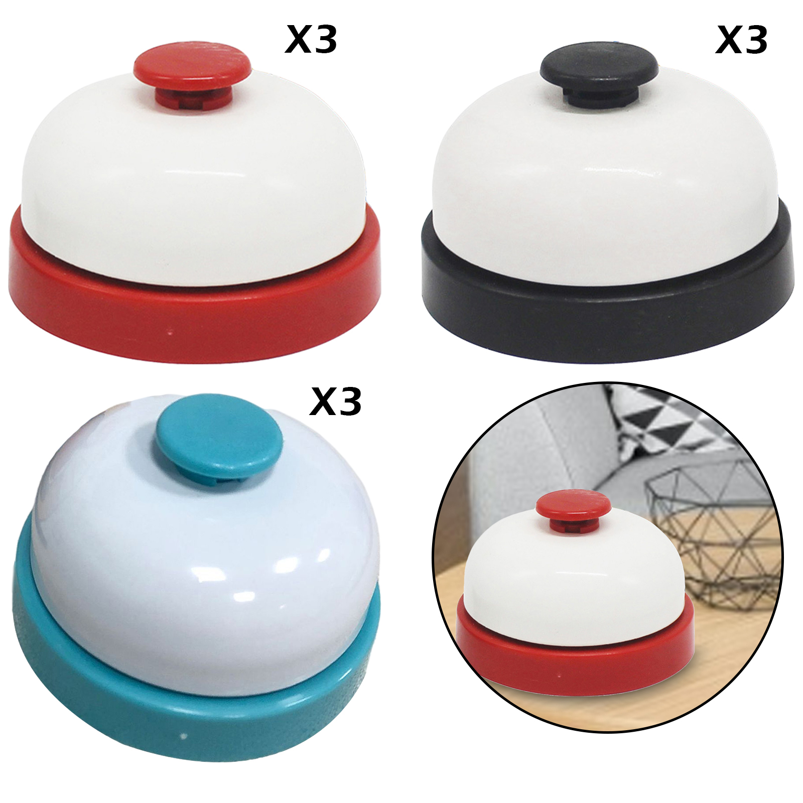 Classic Compact Metal Restaurant Service Bell Desk School Counter Bar Dinner Pet Training Call Bell No-Slip