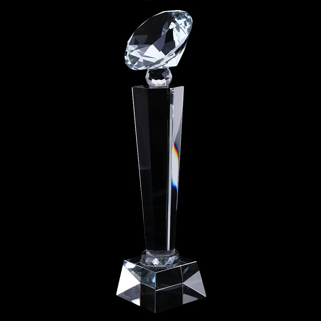 Crystal Quartz 29cm Diamond Tops Trophy Award for Soprts Competition Winner