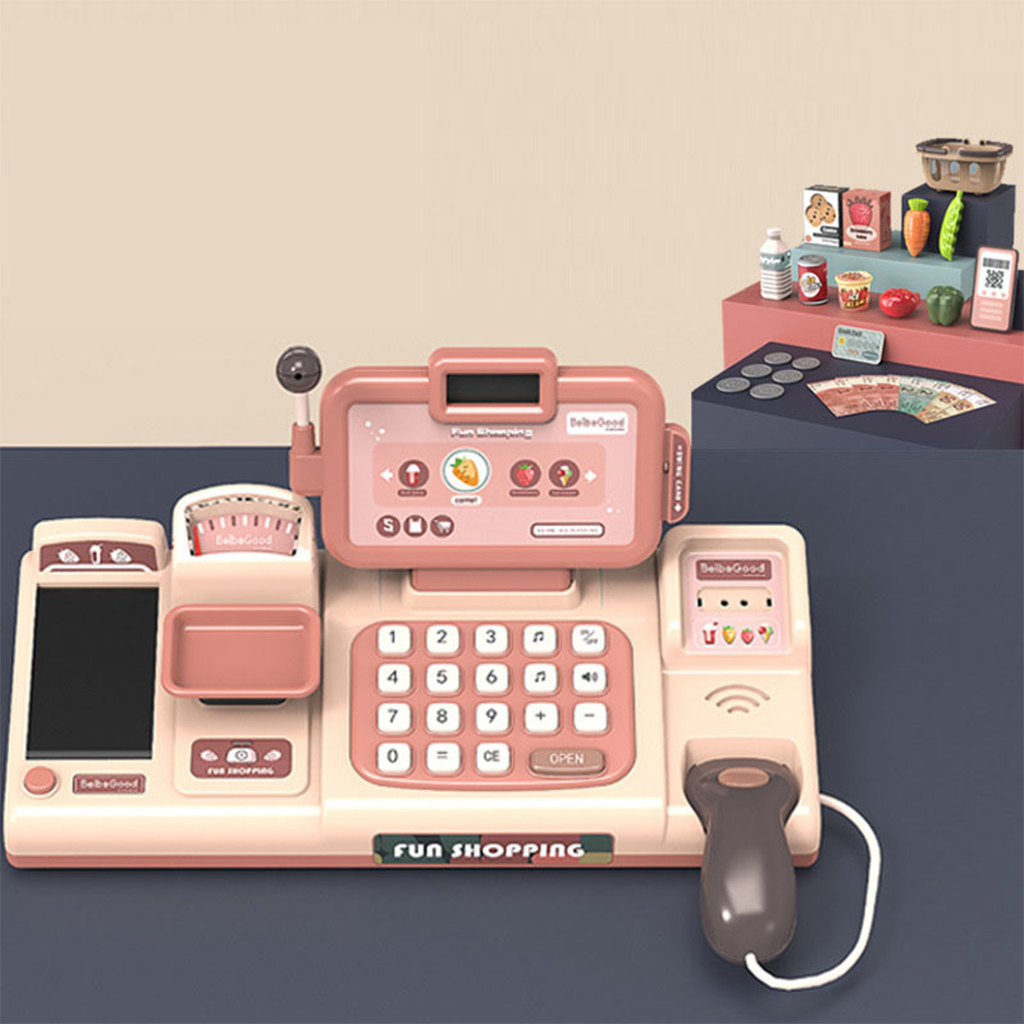 Cash Register Pretend Play Toy Interactive Toy Cash Register Pretend Play Supermarket Cashier Toy for Kids Unisex Children