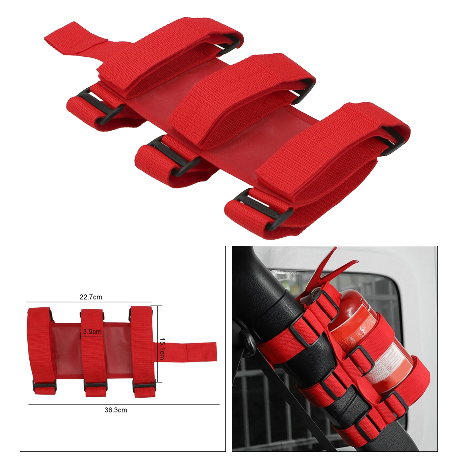 Nylon Car Roll Bar Fire Extinguisher Holder Belt For Jeep Wrangler TJ JK JL Series Car Fire Extinguisher Mount Strap