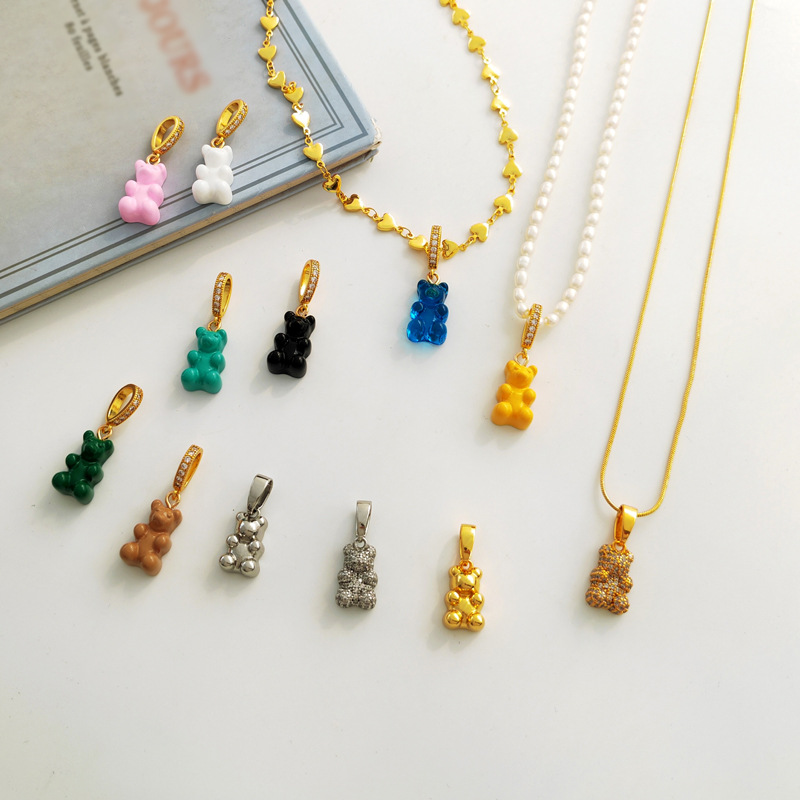 Pendant Necklace for Women Korean Colorful Bear Blue Zircon Crystal Neck Chain Female Jewelry Free Shipping Gift 18k Gold Plated Pendant Necklace for Women Korean Colorful Bear Blue Zircon Crystal Neck Chain Female Jewelry Free Shipping Gift 18k Gold Plated