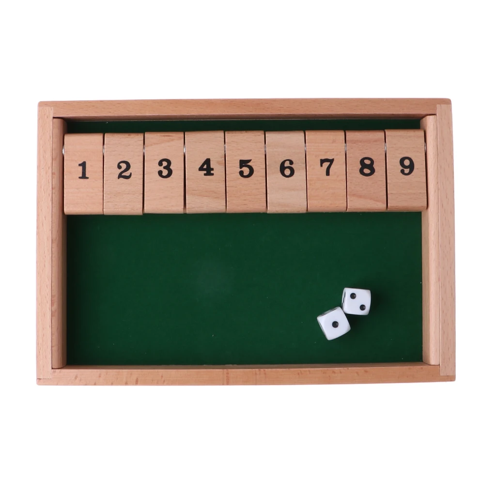 Wooden   Shut   The   Box   Board   Game   with   2   Dice   And   Number   Game