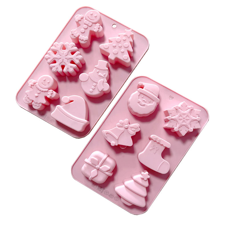Description Picture 5 of itemSoap Cake Molds 6 Christmas Tree Socks with Snowflakes Santa Claus Holiday DIY Baking Fondant Mold Wholesale Drop Shipping