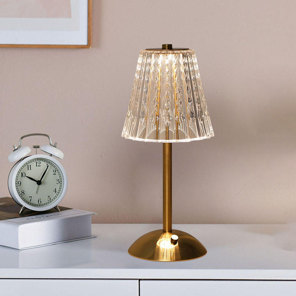 Crystal Bedside Table Lamp LED Touch Control for Decorative Dining Room