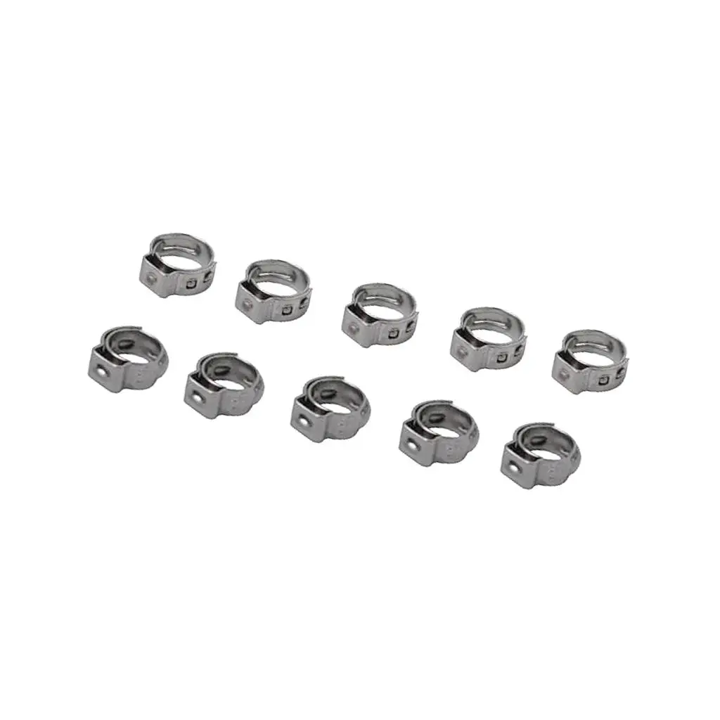 10 Pieces Single Ear Stainless Steel Hose Clamps Coolant Gas 5.8mm-7mm