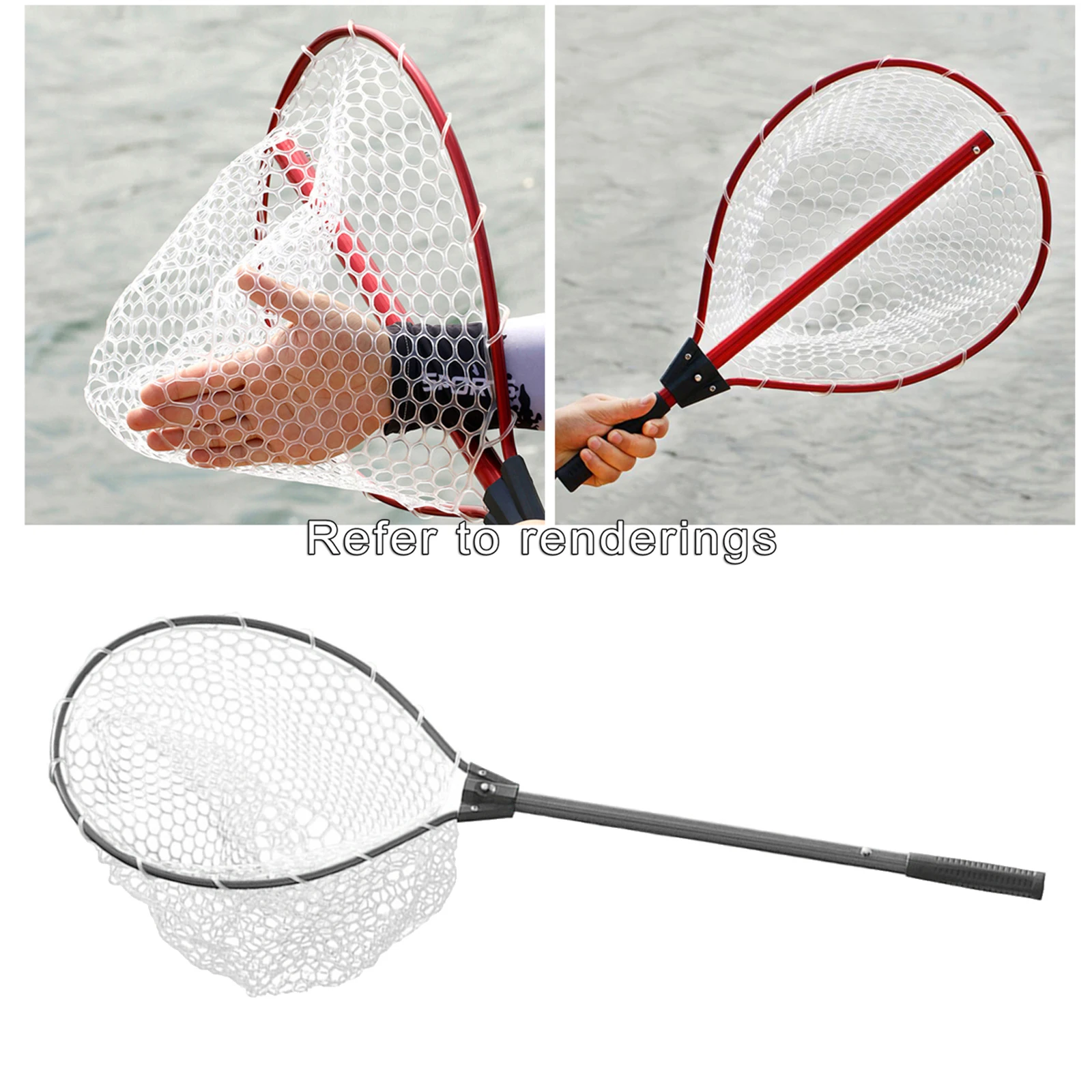 Fly Fishing Net Fish Landing Net, Trout Bass Net Soft Rubber Mesh Catch and Release Net