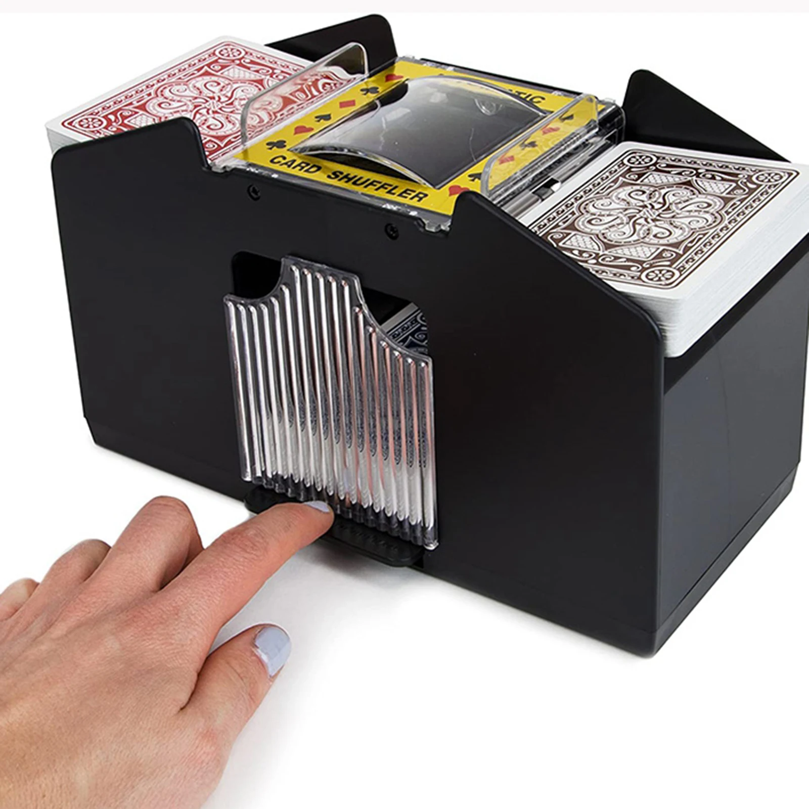 4-Deck Automatic Card Shuffler,Playing Card shuffler Quiet, Easy to Use,Battery Operated