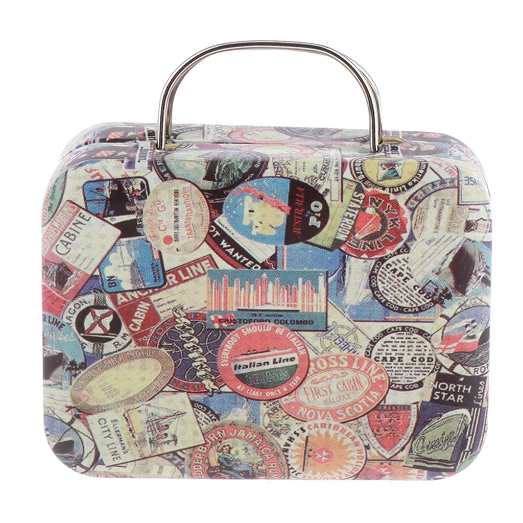 Miniature Vintage Suitcase Luggage Box for 1:6 Dollhouse Decor, 1/6 BJD Dolls Accessories