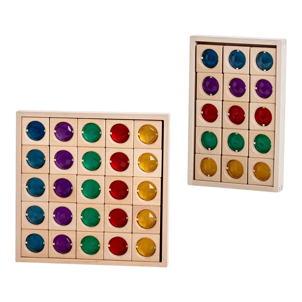 Montessori Wooden Rainbow Gems Stacking Blocks Toys Transmission Creative Game Building Blocks Educational Toys for Children