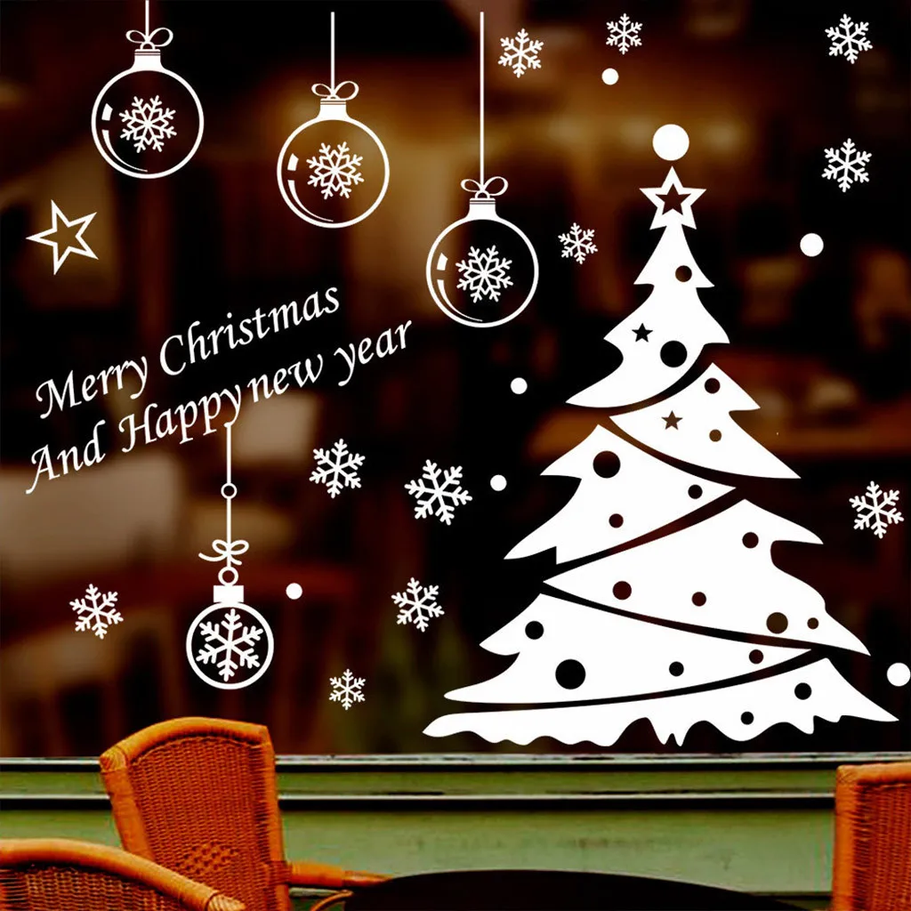 8"x20" Holiday Decor Xmas 4 Merry Christmas Tree Vinyl Wall Decal 