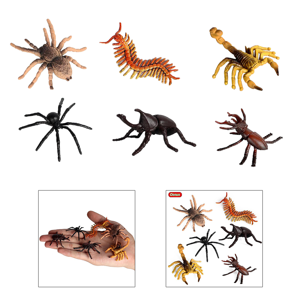 6pieces Insects Figures Toys Science Halloween Party Insect Figurines Set