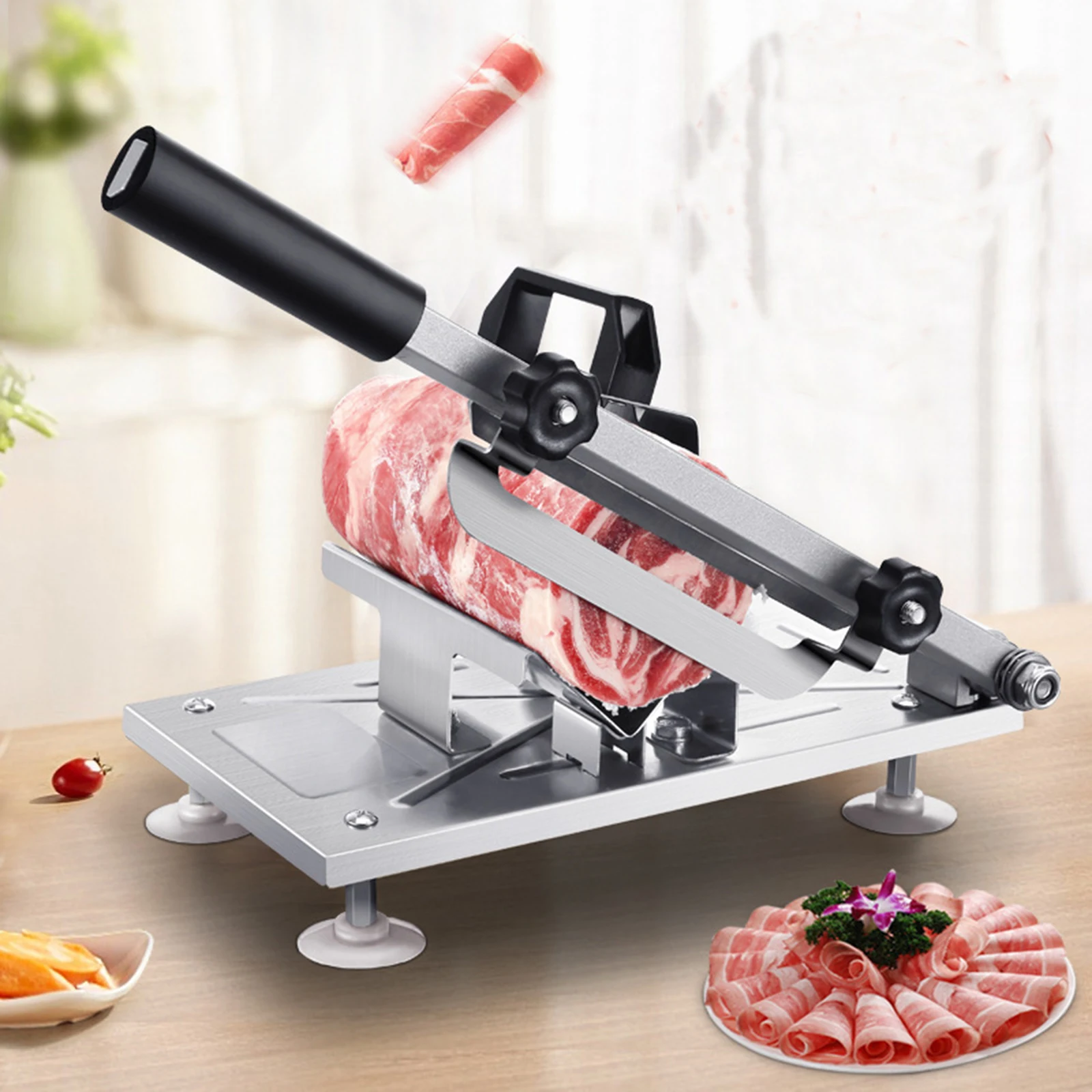 Adjustable Manual Frozen Food Meat Slicer Beef Mutton Sheet Roll Cleavers Cutter 