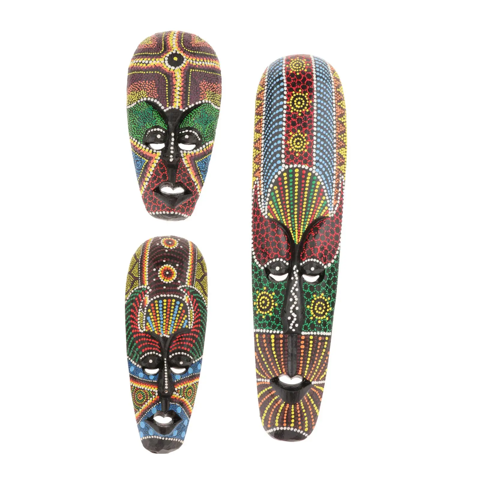 Wooden African Hand Carved Tribal Face Mask Painting Wall Hanging Folk Art
