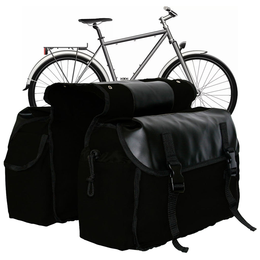 Waterproof Bike Double Pannier Bags Outdoor 30-40L Capacity Pack Rack Large Pockets Trunk for Bicycle Motorcycles Traveling