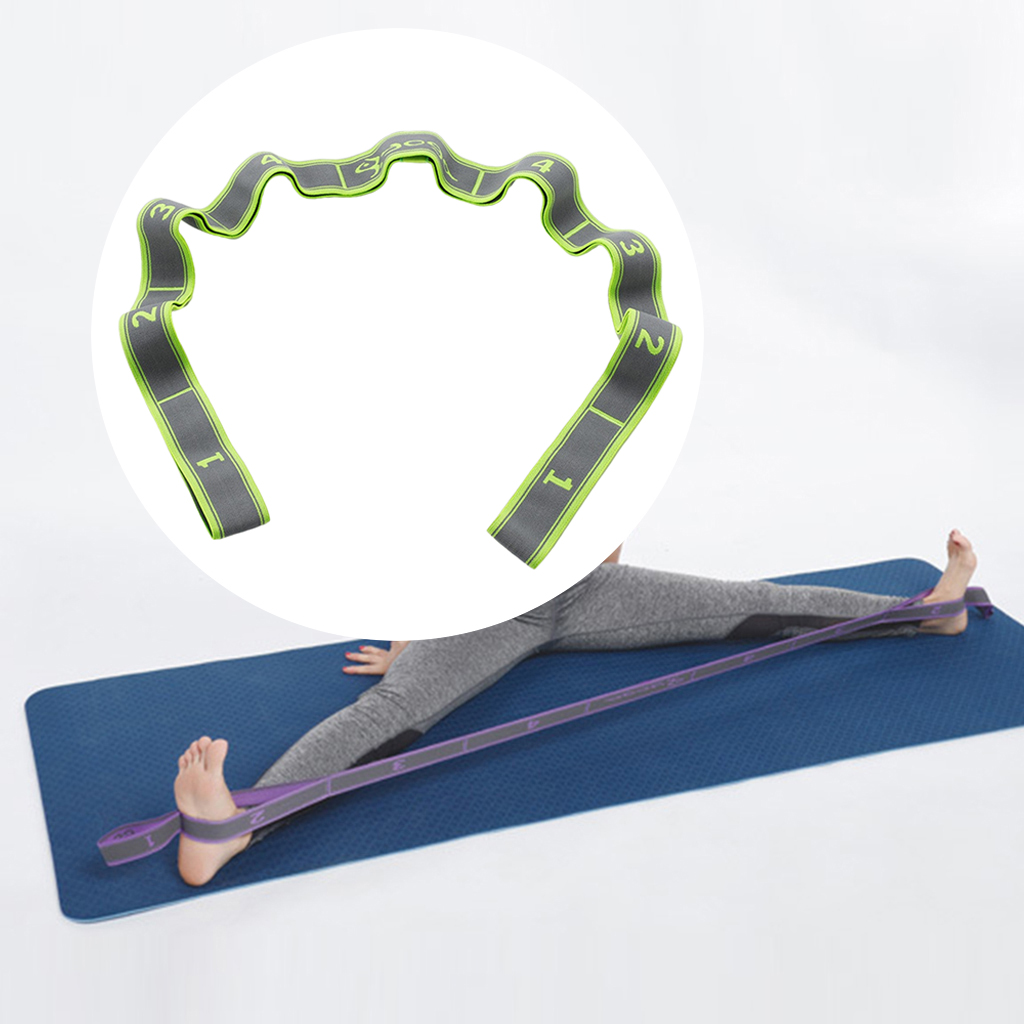 Yoga Pull Strap Fitness Stretching Band Resistance Loop Pink_8 Loops