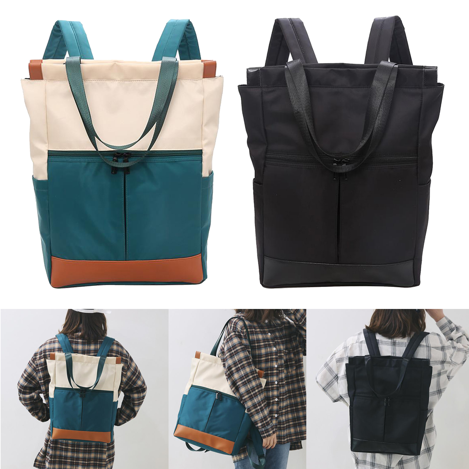 Women Convertible Tote Daypack Laptop Backpack Wide Top Open College School Travel Casual Bags