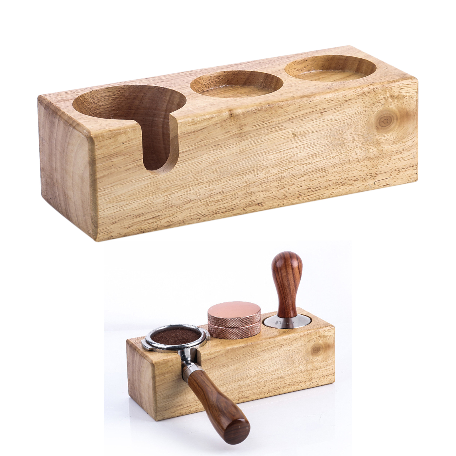 51/58MM Beech Wood Manual Coffee Tamper Holder Coffee Powder Maker Rack Tool Accessory Espresso Latte Art Pen Stand