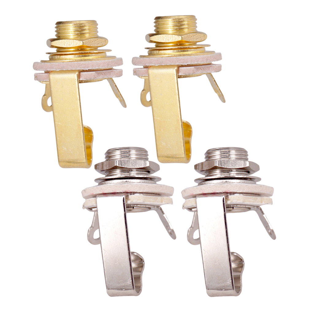 6.35mm Jack Output Socket Plug Mono for Electric Guitar Bass Accs Set of 2
