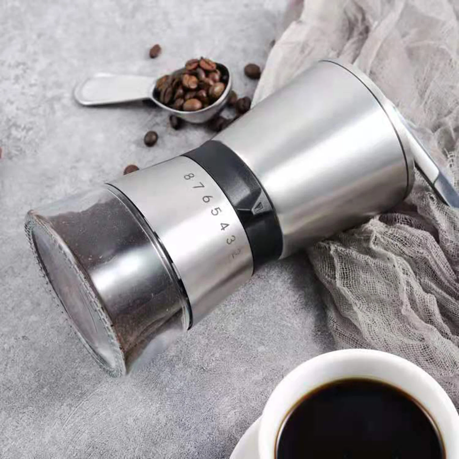 Durable Manual Coffee Grinder with Adjustable 8 Setting for Office Espresso