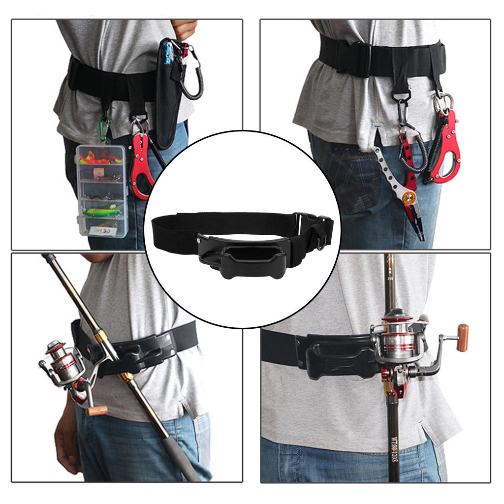 Support Harness Equipment Black Waist Pole Holder Equipment with Hook for Father Outdoor Lure Fishing Men