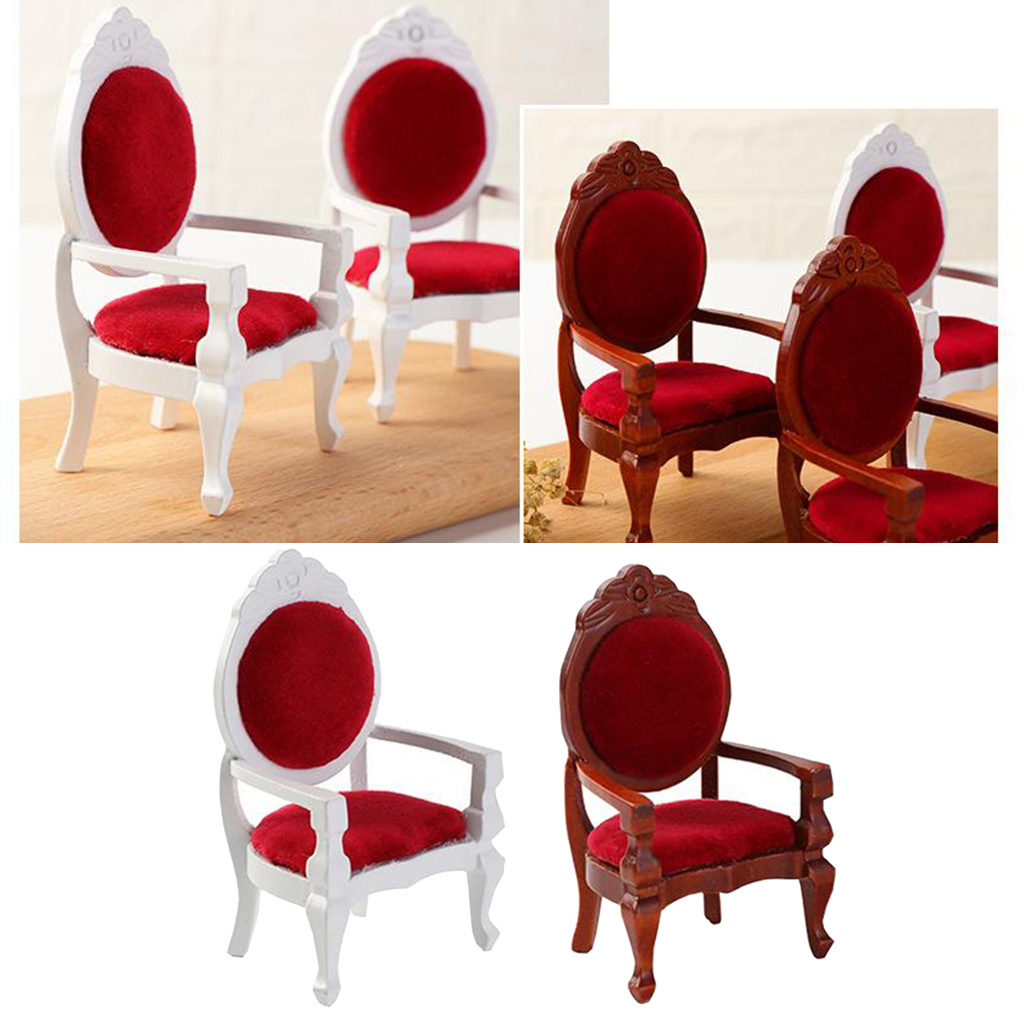 12th Dolls House Miniature Wooden Antique Chair Room Furnishings Model Toys