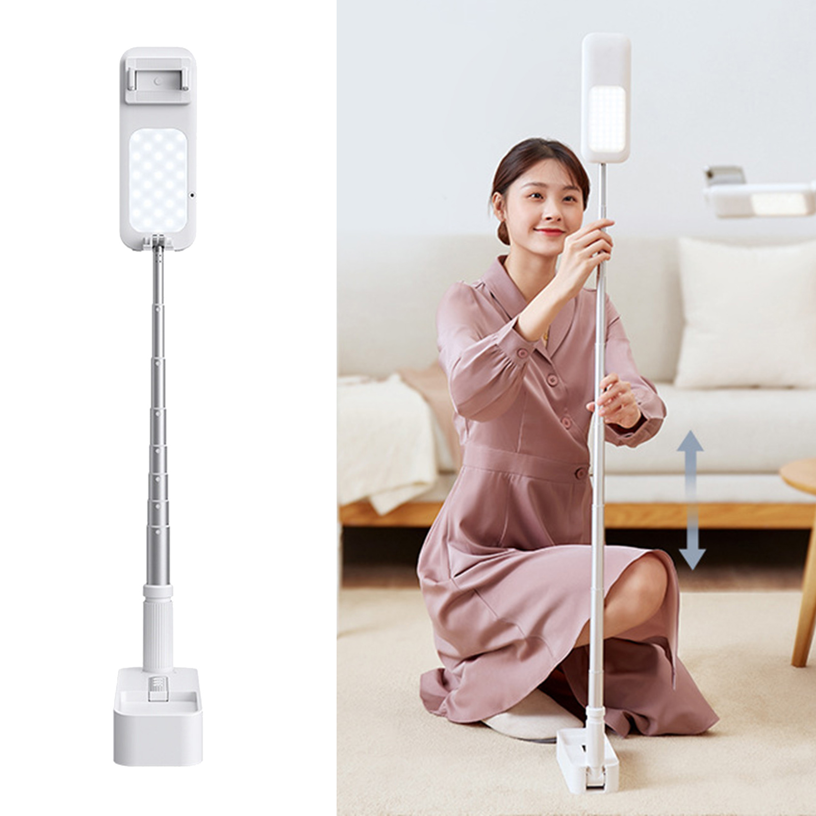 Portable Foldable LED Selfie Makeup Video Light Phone Holder For Vlog, Live Streaming, Bluetooth Wireless Photography Fill Lamp