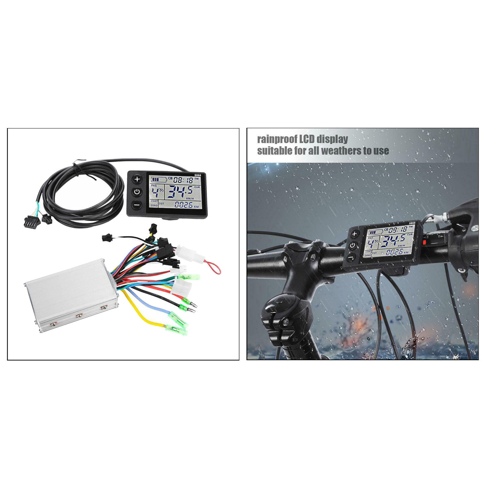 Motor Controller LCD Display Meter for Ebike, 24V-48V LCD Display Panel for Ebike Electric Bike Meter