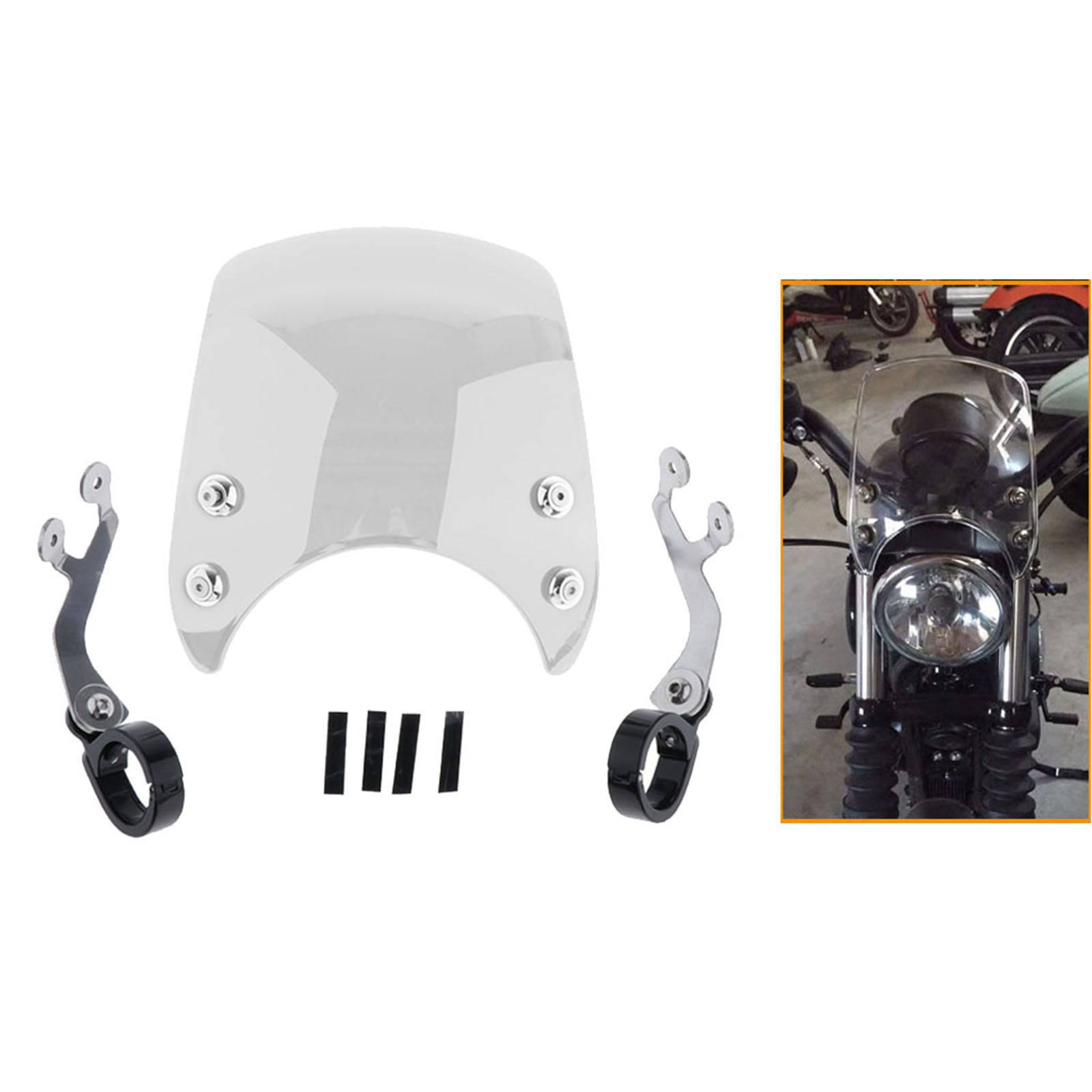 Wind Deflector Clear Windshield For  04-Up Sportster XL883 XL1200 Black