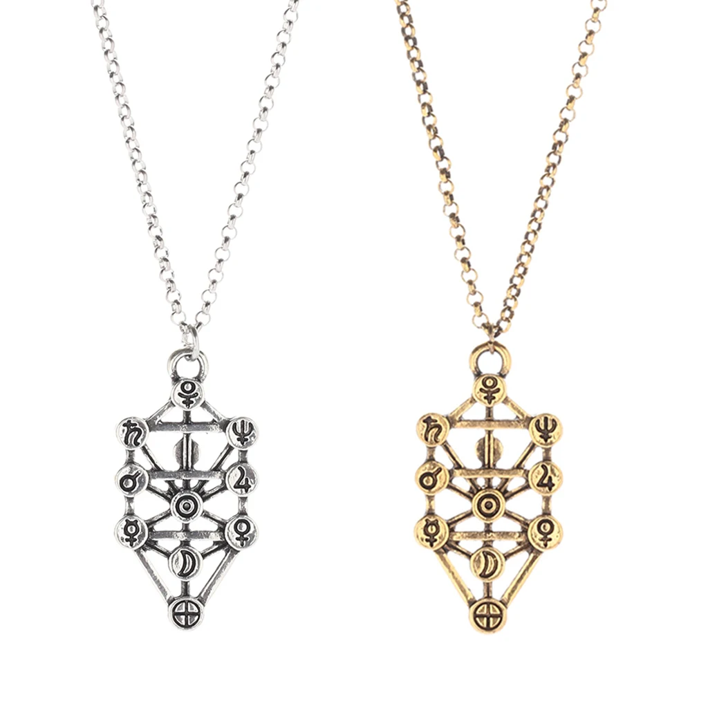 Vintage Geometric Pendant Necklace Chain Kabbalah Tree of Life Necklace Charm Pendants Fashion Jewelry
