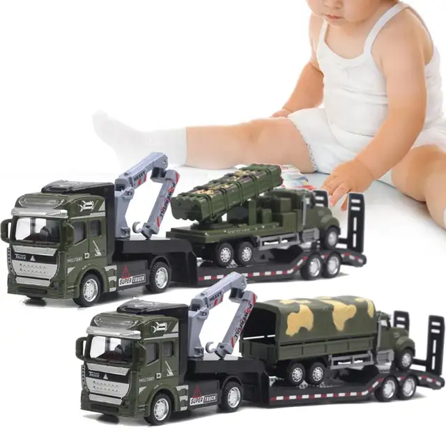 Modelo de carreta de reboque do exército, escala 1/50, figura educacional,  função de tiro com retorno, tipo de veículo de brinquedo para estudantes -  AliExpress