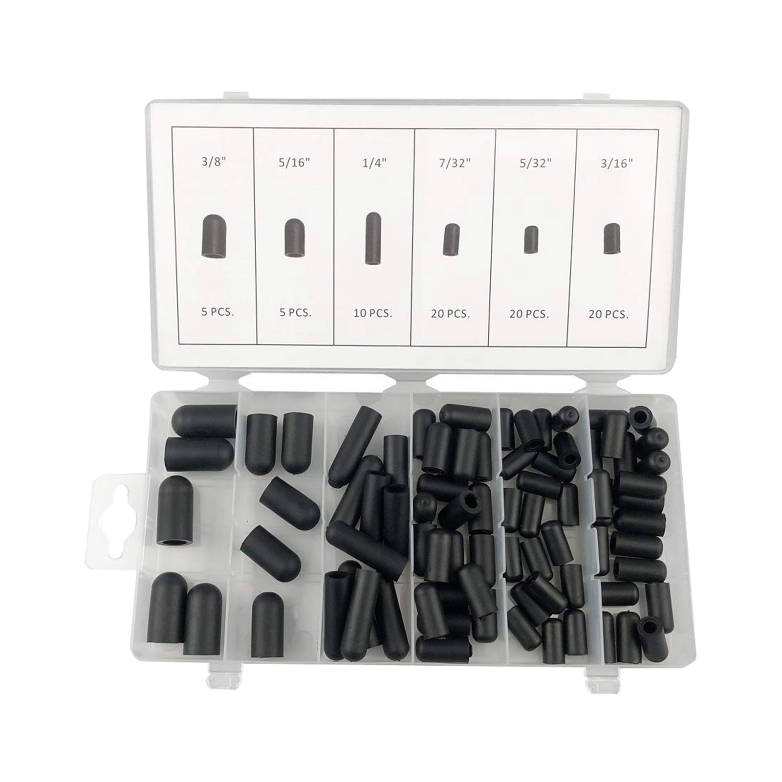 80Pcs/Set Rubber Vacuum Cap Assortment SET 5/32