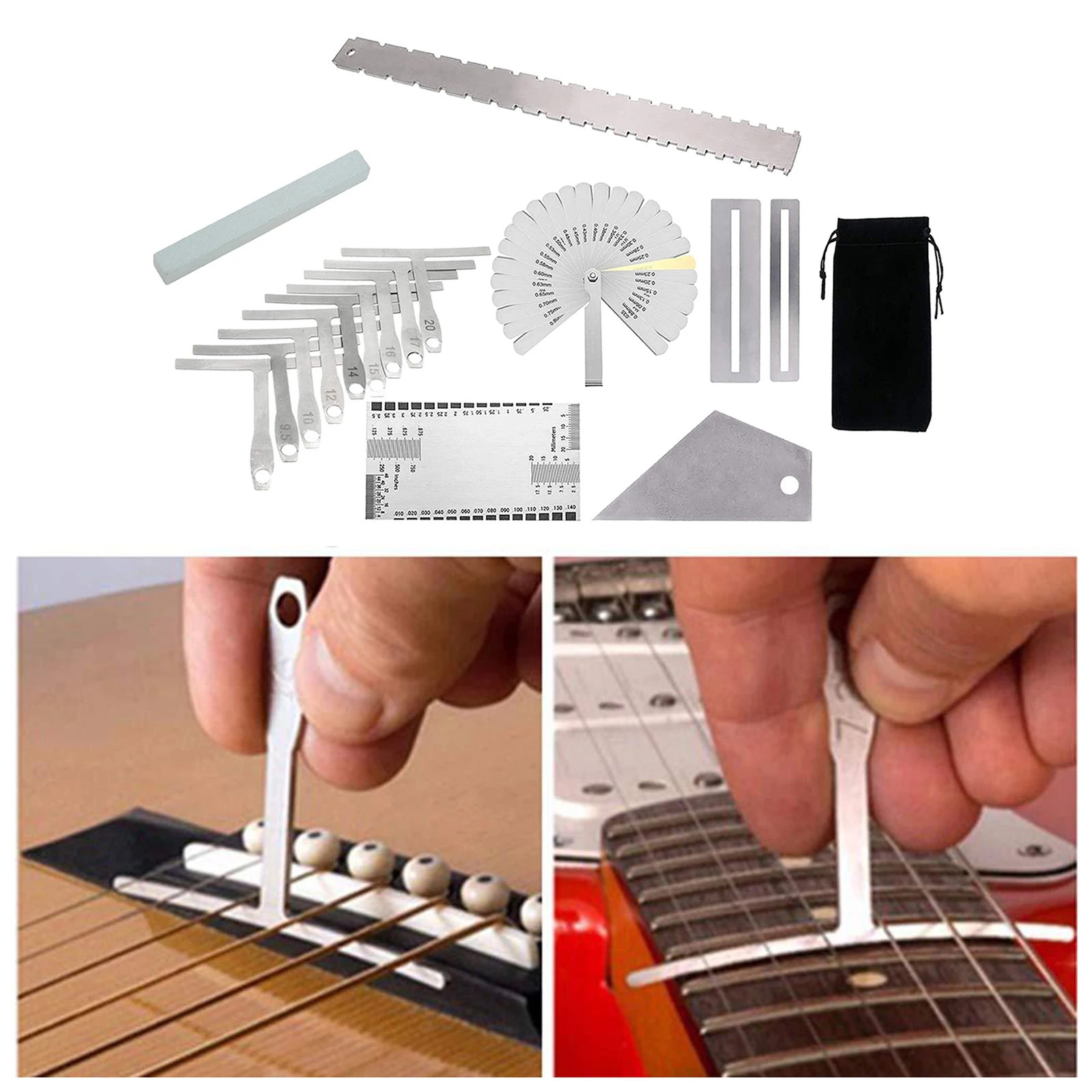 Guitar Luthier Tools Luthier Measuring Tools Set Guitar Set Up Kit Including Radial Ruler Measuring T-shaped and Feeler Gauge