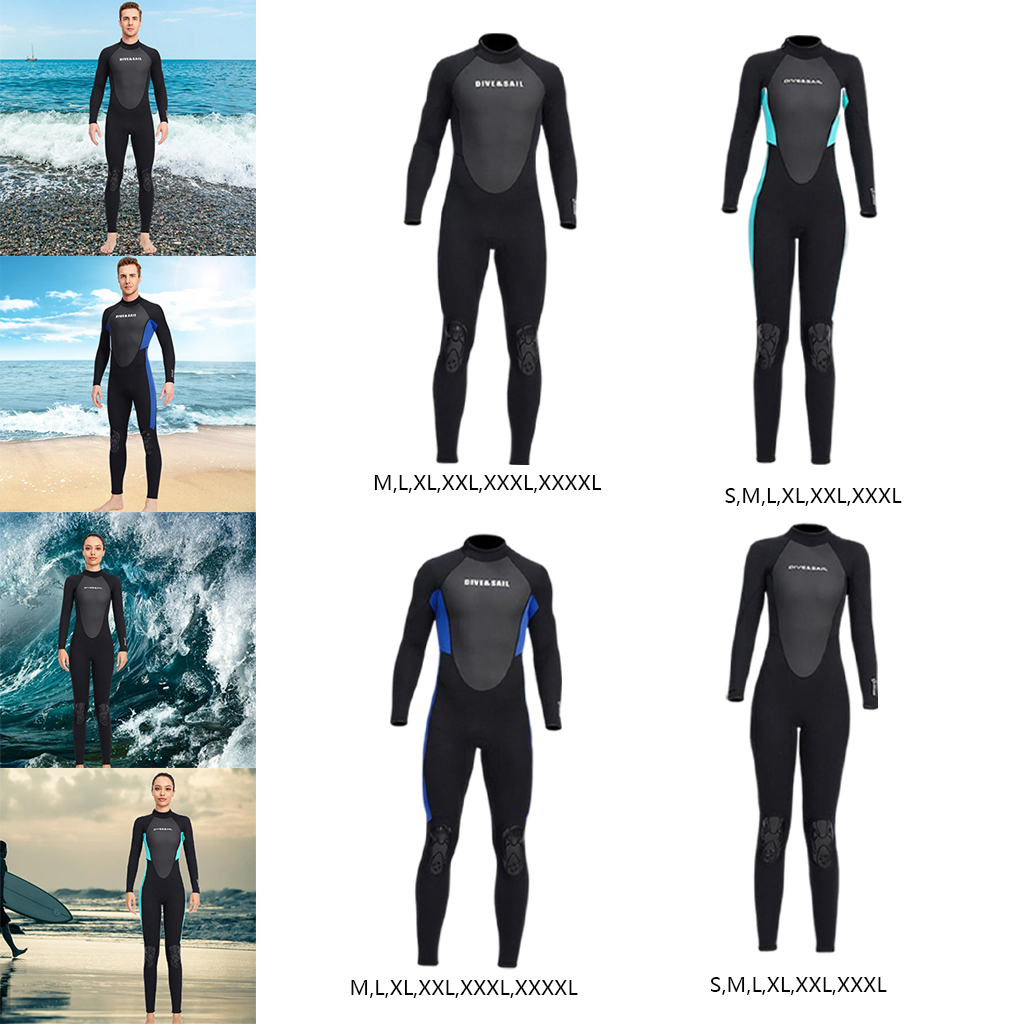 Wetsuits Full Length 3mm Suit One Piece Long Sleeves Back Zip UV Protection for Open Water Water Sports Surf Mens Ladies