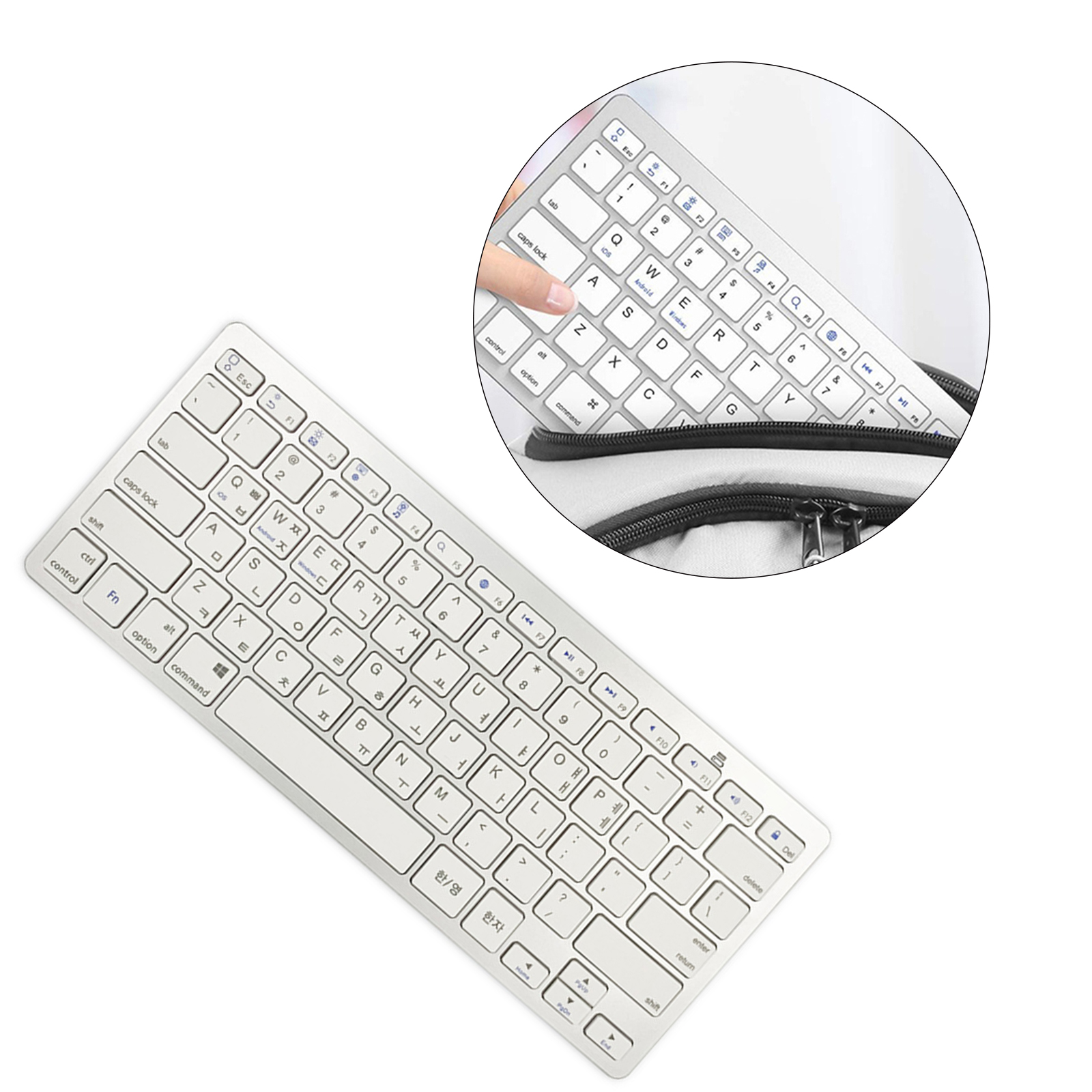 Portable Slim Korean 78 Keys Wireless Bluetooth Keyboard for Computer, Energy-saving