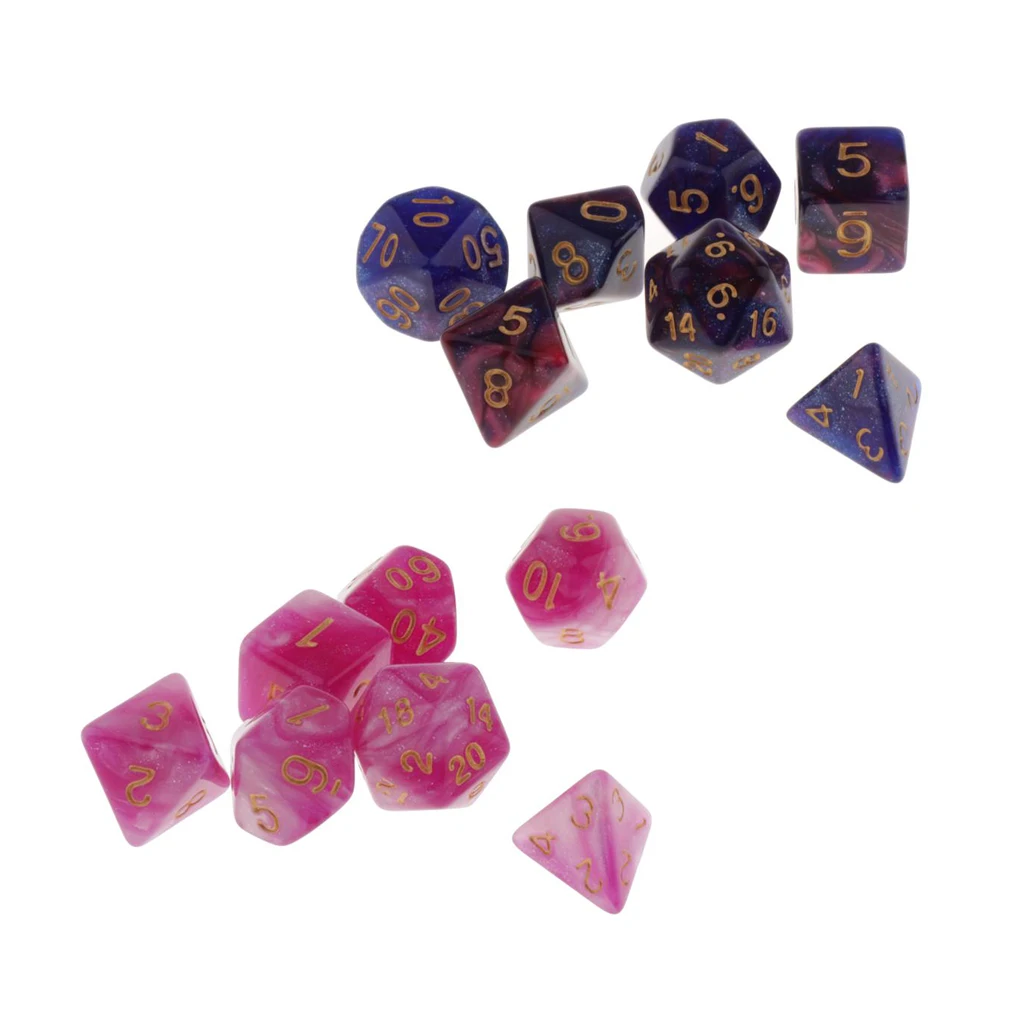 14 Pack Plastic D4-D20 Dice Role Playing for DND Party Game Casino Supplies