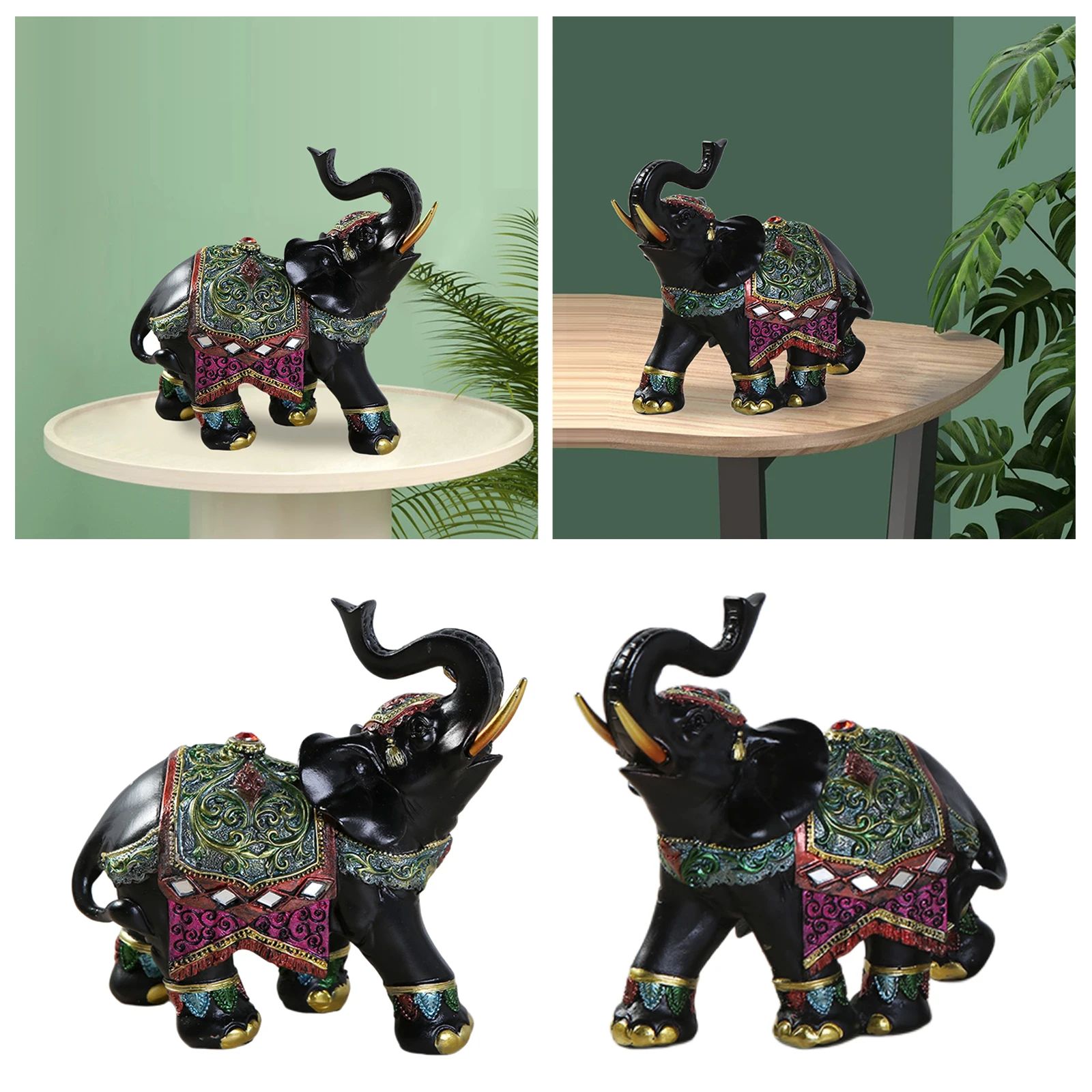 Modern Elephant Trunk Statue Sculpture Figurine Home Decor Good Lucky Gift