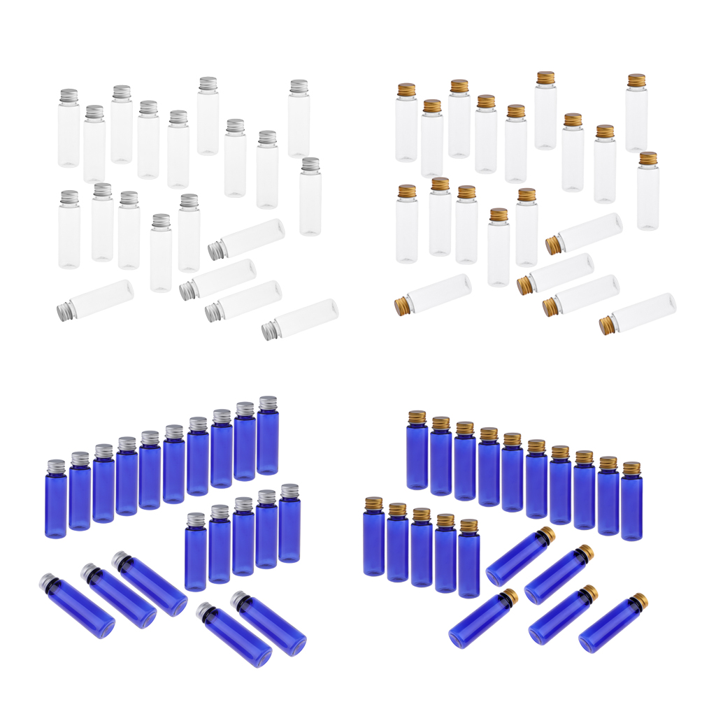 20Pcs Plastic Refillable Travel Bottles Aluminum Screw Caps Container 30ml
