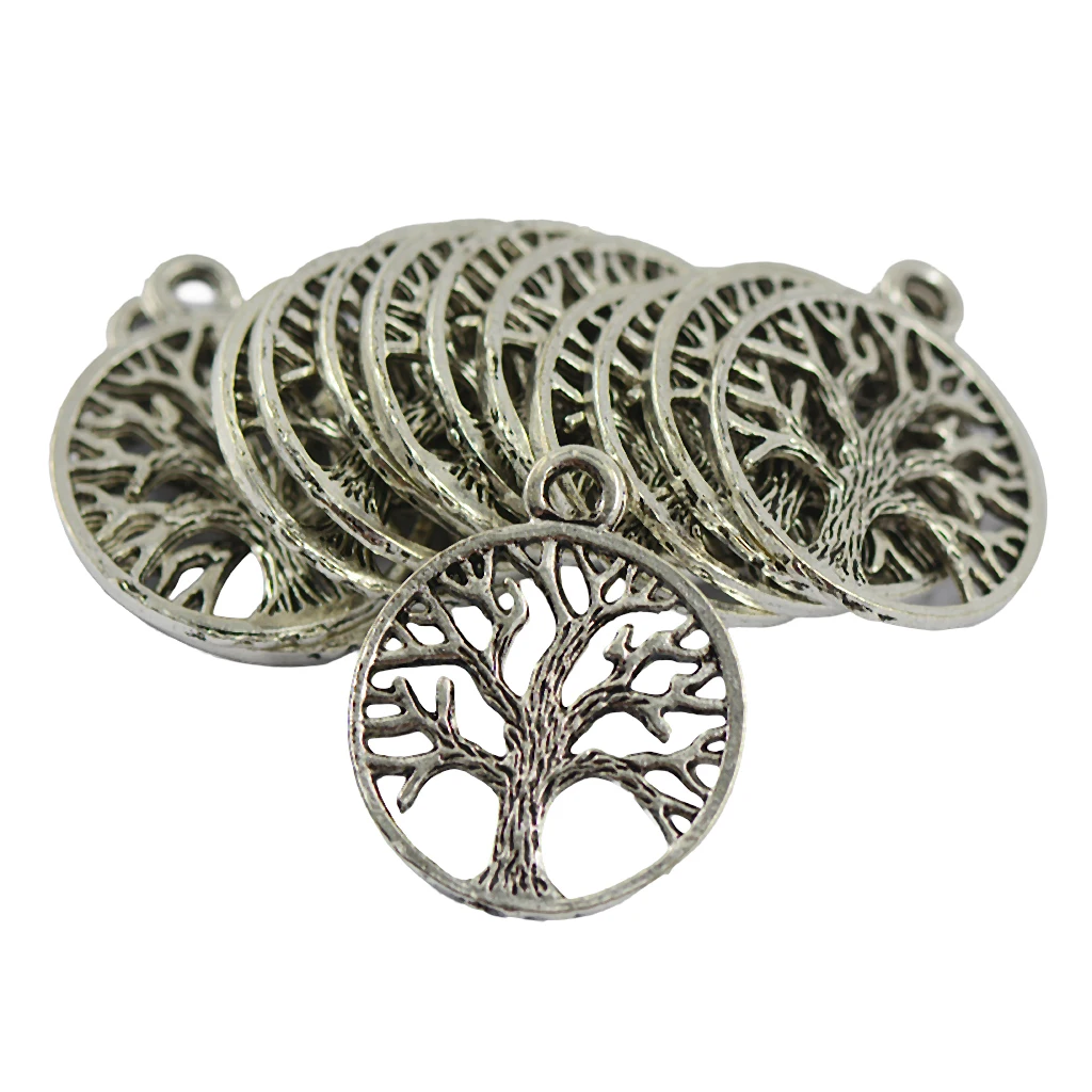 30 Tibetan Silver Tree of Life Charms Pendants Necklace DIY Jewelry Findings