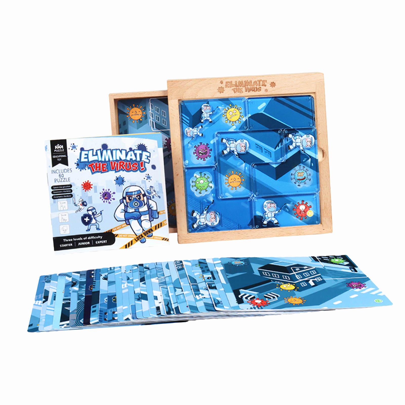 DIY Wood Acrylic Blocks 60 Cards Puzzles Educational Fun Catching Game Advanced Jigsaw Challenge Puzzles Toys Play Set