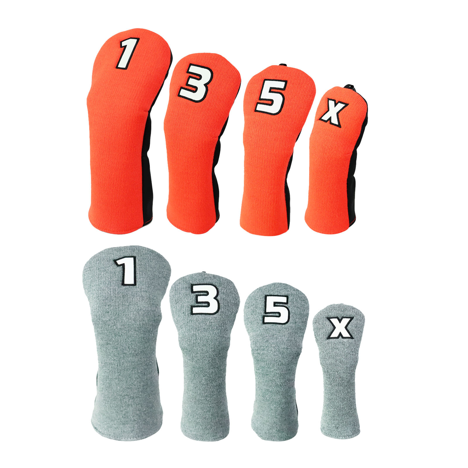 Golf Club Head Covers for Fairway Woods Driver Hybrids, Big Number Long Neck Golf Club Headcovers with Elastic Closure