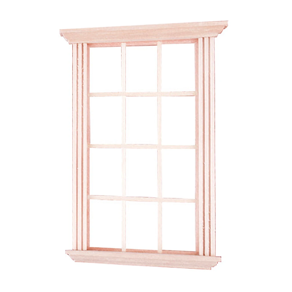 1:12 Wooden Window Frame Vintage Deco Window Dollhouse Furniture Model