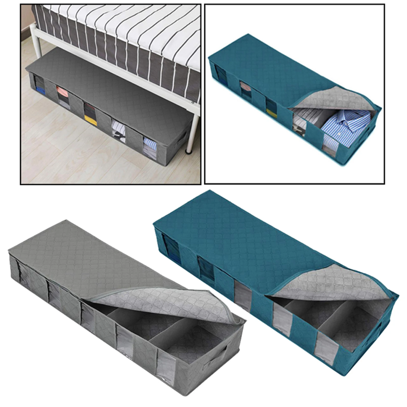 Foldable Under Bed Storage Bag Box Clothes Shoes Tidy Organizer for Dormitory, Basement, Attics