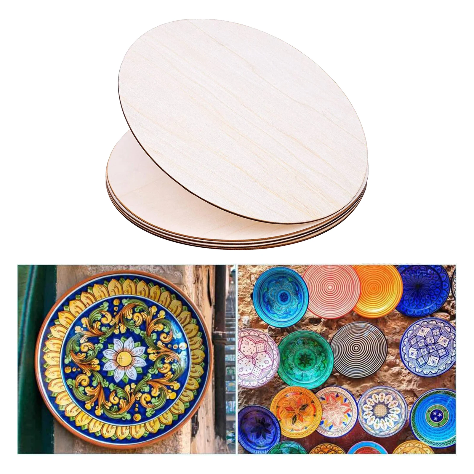 5Pcs Natural Blank Wood Pieces Round Slices Discs for Kids DIY Painting Engraving Birthday Boards Game Pieces Home Decor - 30cm