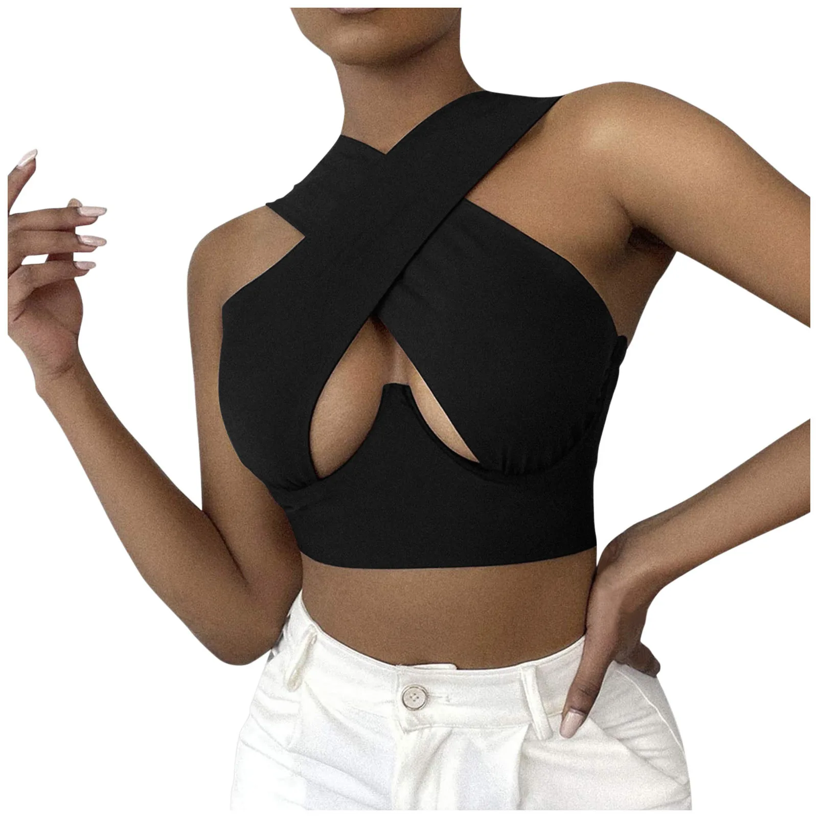 MISYAA Perspective Crop Tops for Women Short Sleeve Hollowed Fishnet Tee Short Shirt Tank Top Party Camis Tops