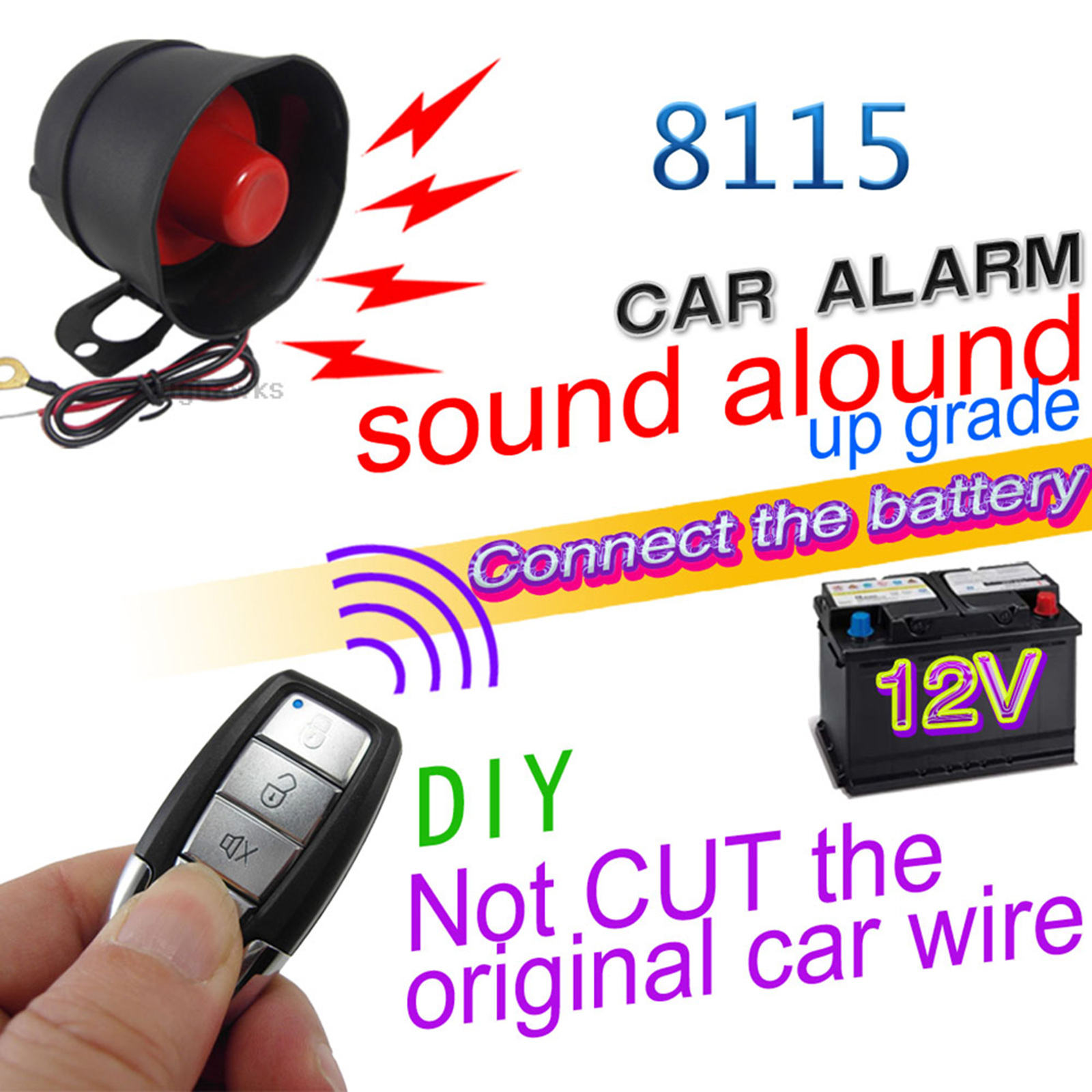 Car Vehicle Alarm Protection Security System With 2 Button Remote Control High reliability and quality burgular system