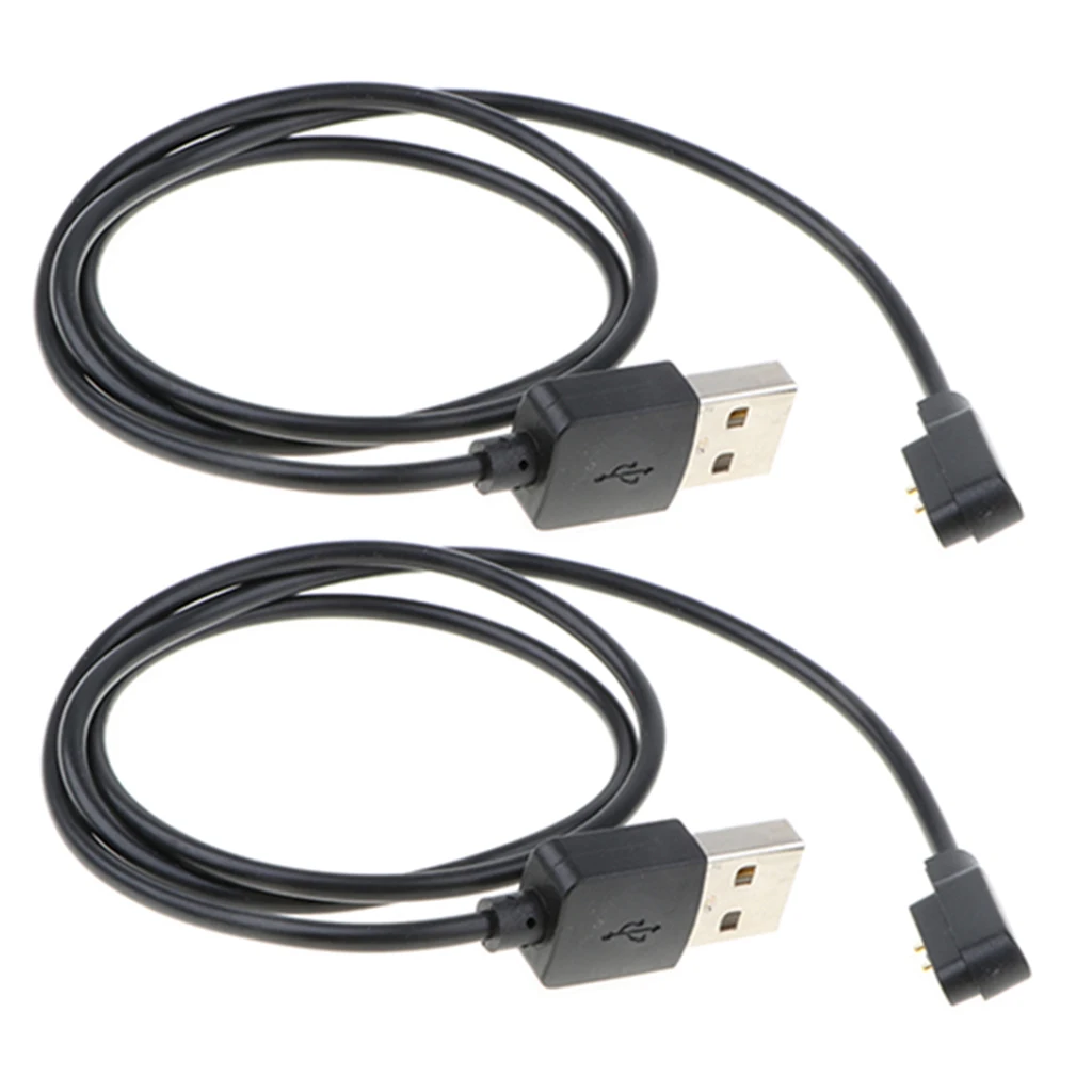 2x Replacement USB 2 Pin Portable Magnetic Charger Charging Cradle Cable for Smart Watch Black