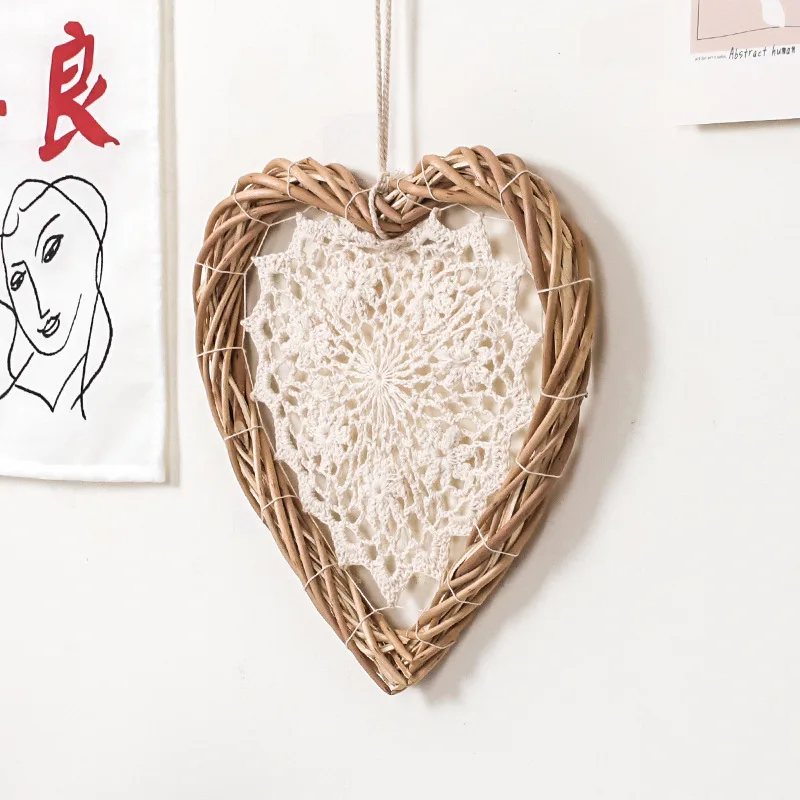 Details about   Love Heart Wreath Door Home DIY Wicker Festival Christmas Hanging Rattan Dry 