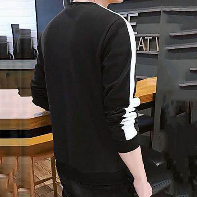 00LONG SLEEVE FASHION CONTRAST COLOR ROUND NECK MEN'S TOP